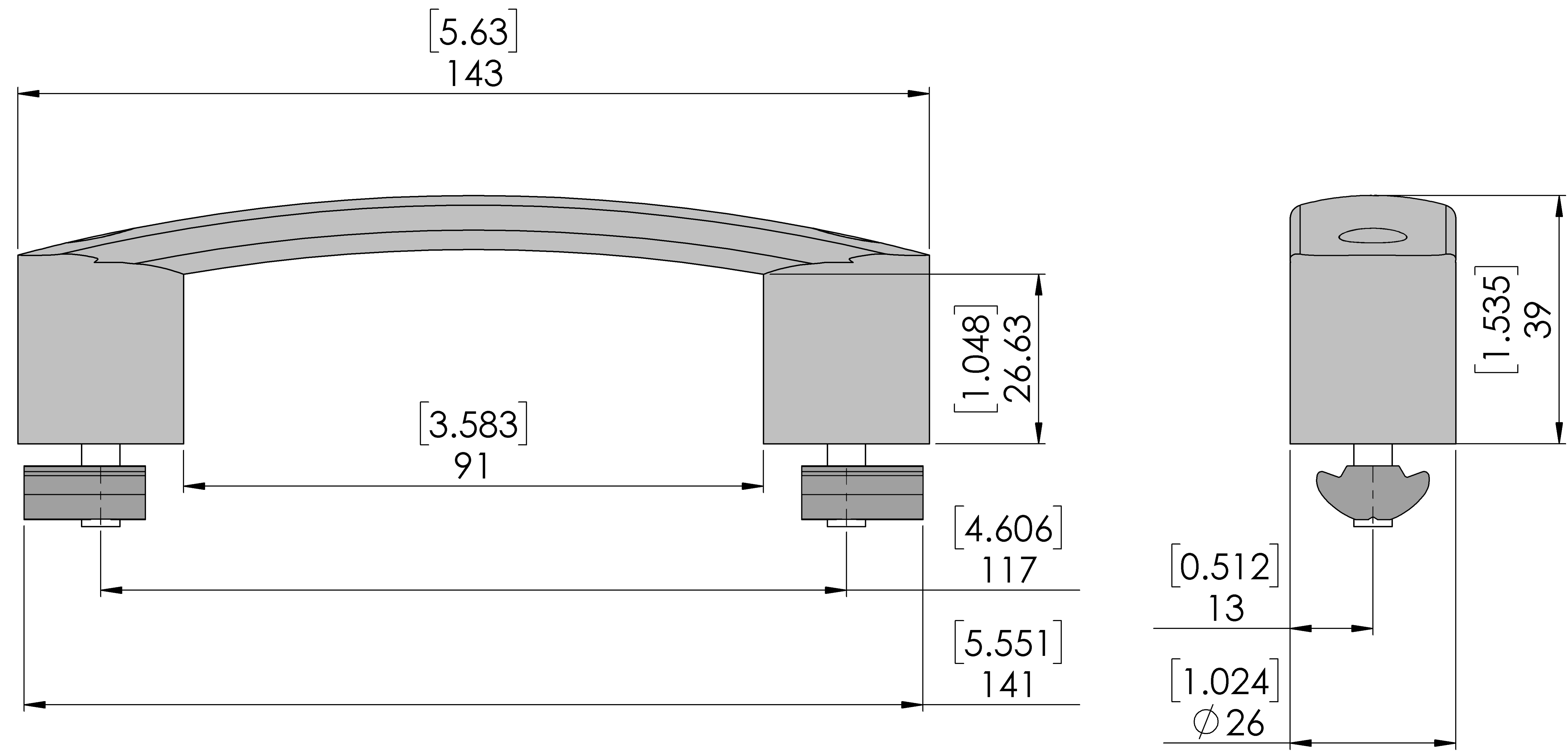 406 177mm Universal Handle KitBlack Caps